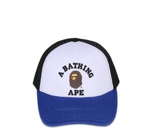 BAPE A Bathing Ape College Mesh Snapback Trucker Hat Cap Navy Blue One Size